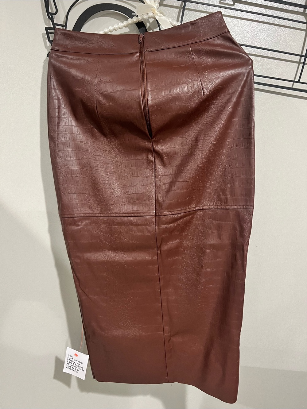 Women’s Faux-Leather Midi Pencil Skirt in brown - Picture 2 of 6